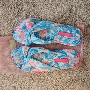 NWOT Lilly Pulitzer Bondy Blue My Little Peony Floral Slippers Size 9/10